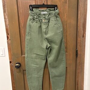 Zara Olive Paperbag Trousers